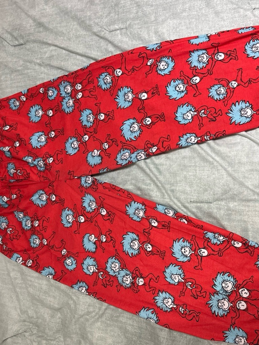 Red Character-Print Women's Pajama Pants - Blue Accent